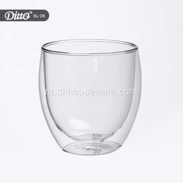 Экологичная прочная теплоизоляционная стеклянная чашка с двойными стенками